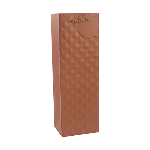 Copper diamond embossed wine bottle bag