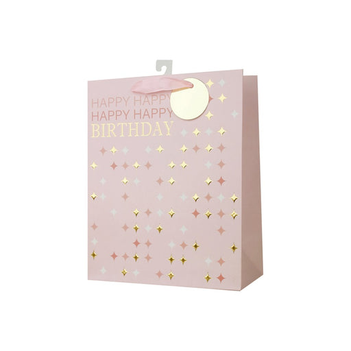 Large Happy Birthday gift bag with diamond pattern
