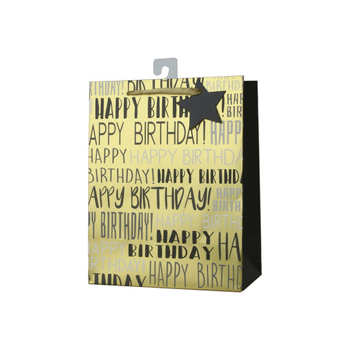 Medium gift bag with gold foil text