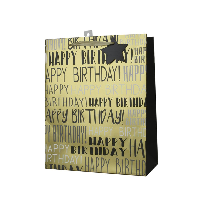 Large gift bag with gold foil text