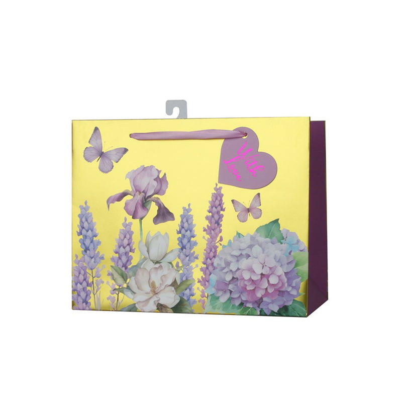 Medium spring flowers horizontal floral gift bag