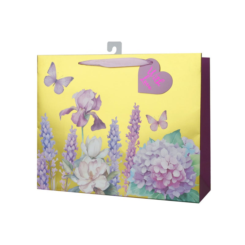Large spring flowers horizontal floral gift bag