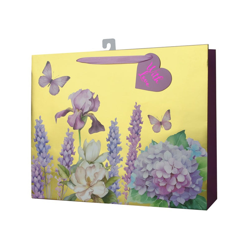 Extra large spring flowers horizontal floral gift bag