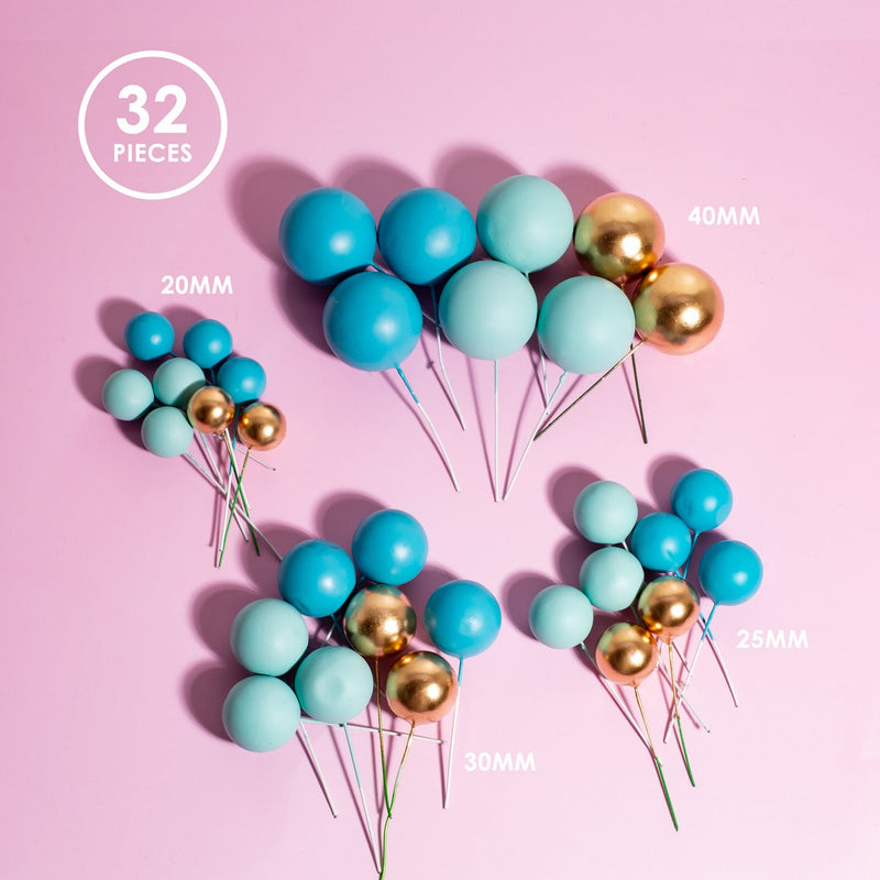 32 CAKE BALL TOPPERS - BOLD IN BLUE image  2