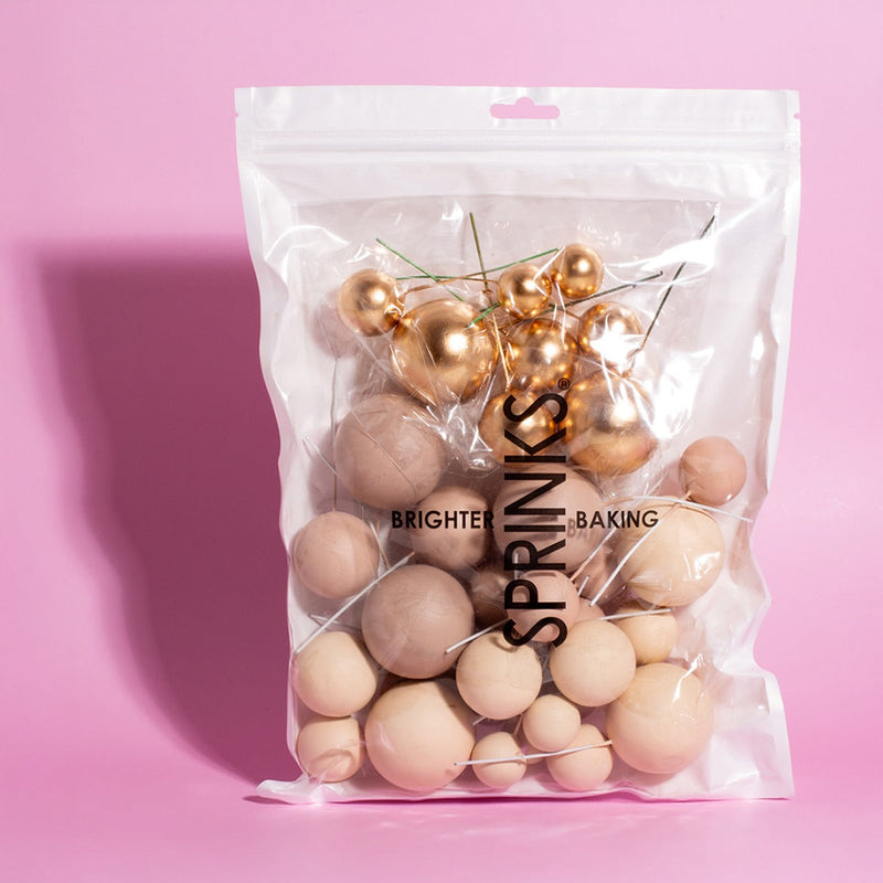 32 CAKE BALL TOPPERS - CHAMPAGNE GOLD image  3