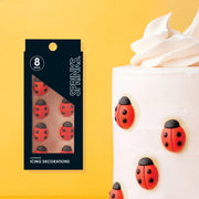 Pack of 10 edible sugar ladybug decorations – thumbnail