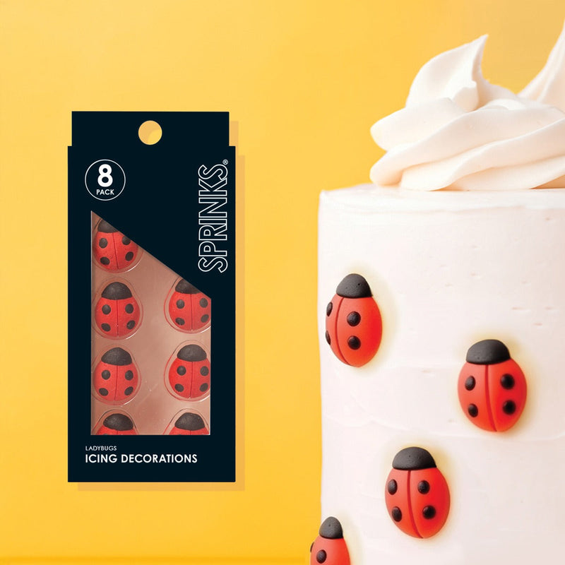 Pack of 10 edible sugar ladybug decorations