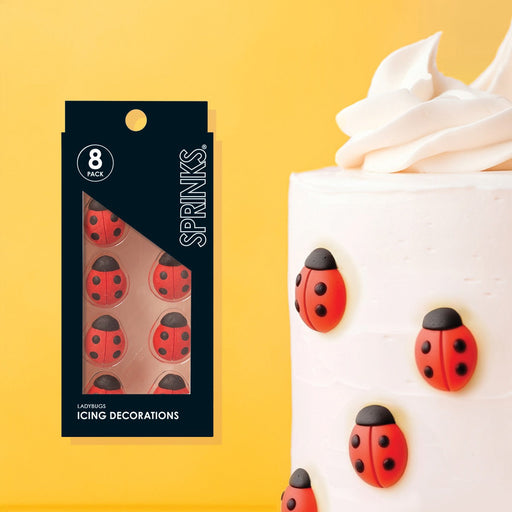 Pack of 10 edible sugar ladybug decorations