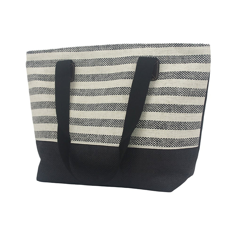 Black and white beach tote bag