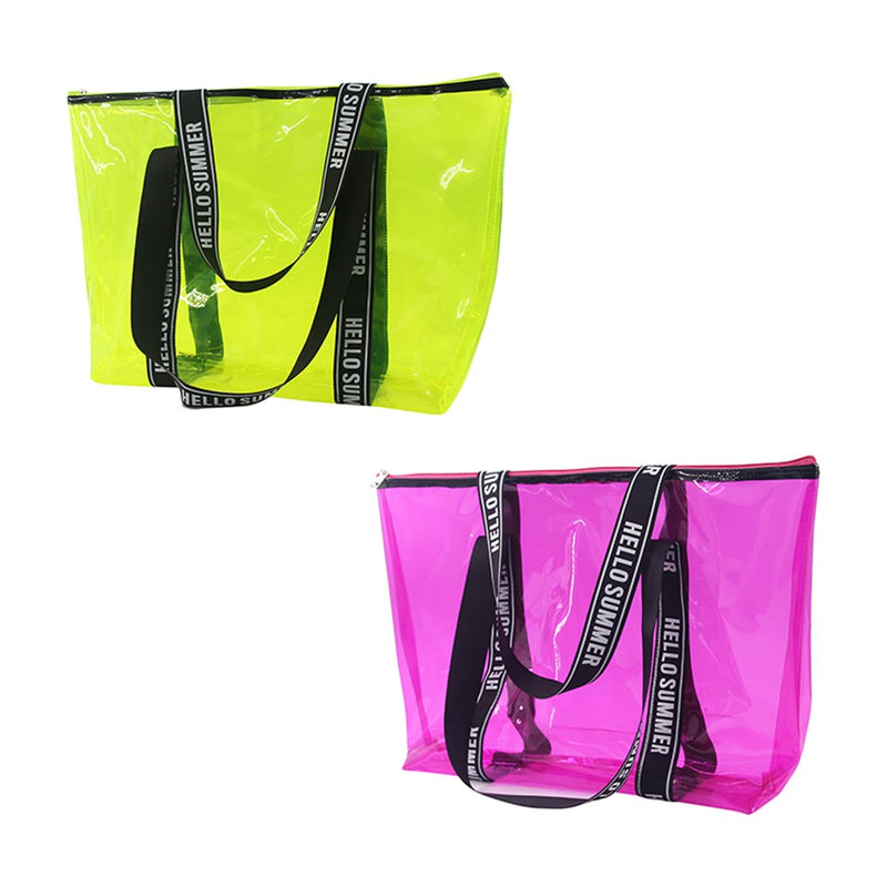 Neon colored beach tote bags