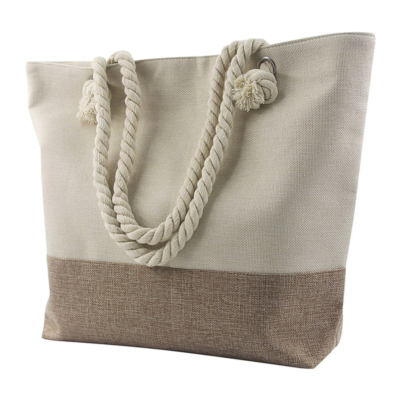 Cotton polyester beach tote with waterproof lining