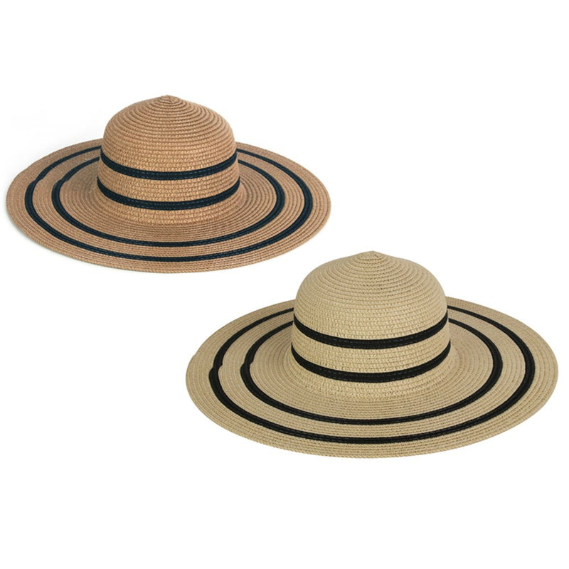 Striped sun hat for women white or natural