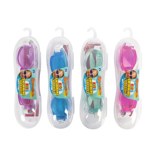 Kid Swim Goggles W/ Case 4 Asstd Colours