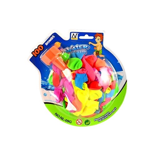 Colorful water balloons with tap connector attached