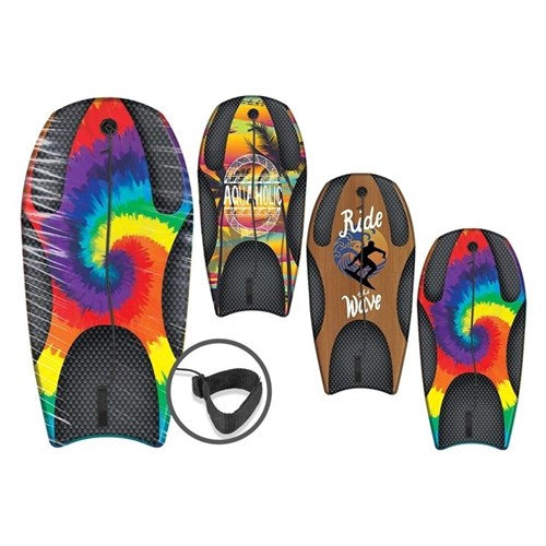 Holographic body board with leash 94cm on beach sand