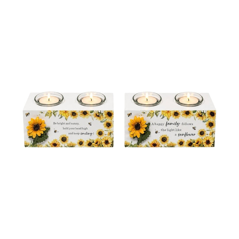 Sunflower twin tealight candle holder