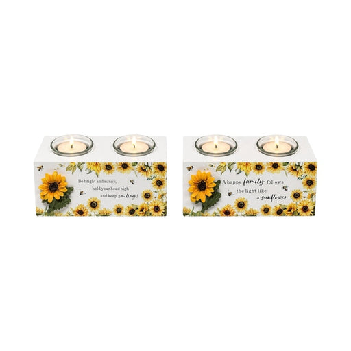 Sunflower twin tealight candle holder