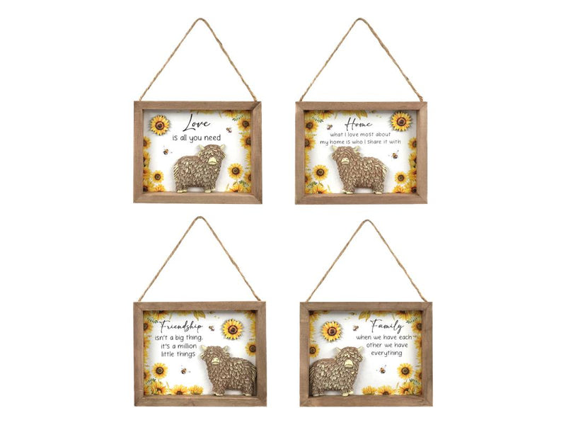 Cow and sunflower hanging plaque