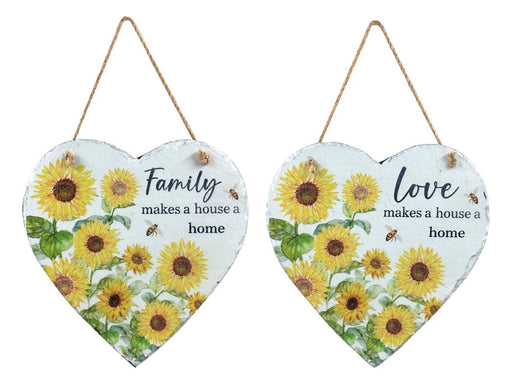 Hanging sunflower slate wall plaque
