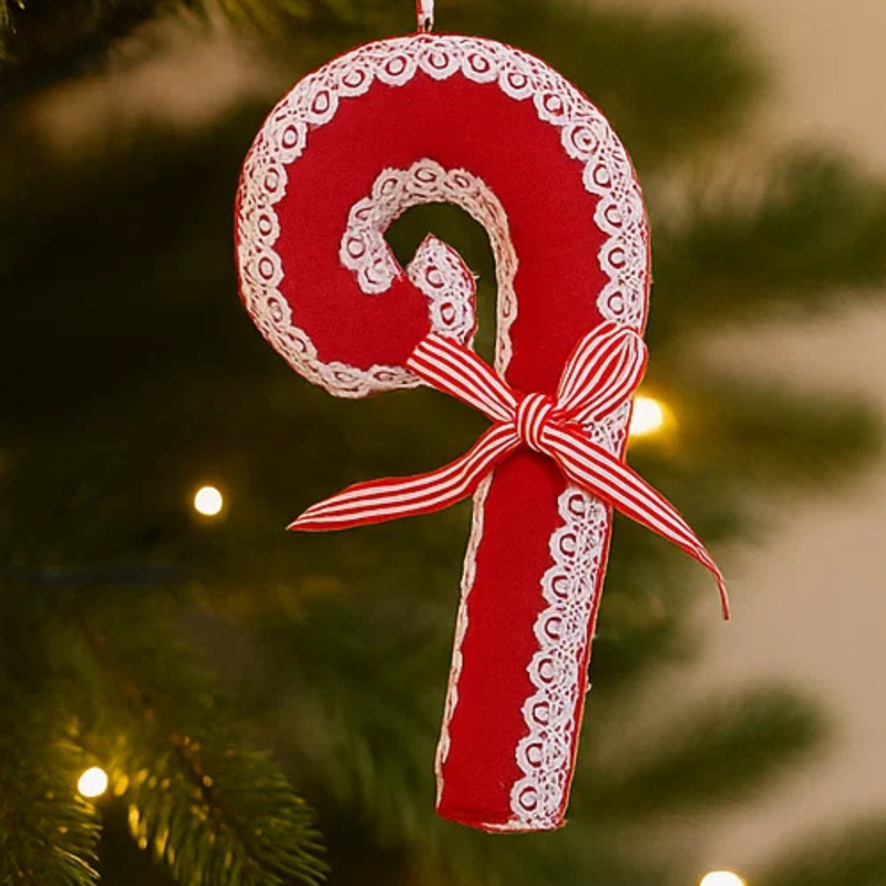 Red Candy Cane Hanging Deco 27cm