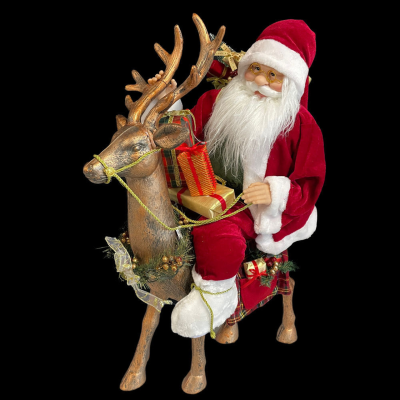 Ronis Santa Red on Reindeer 80cm