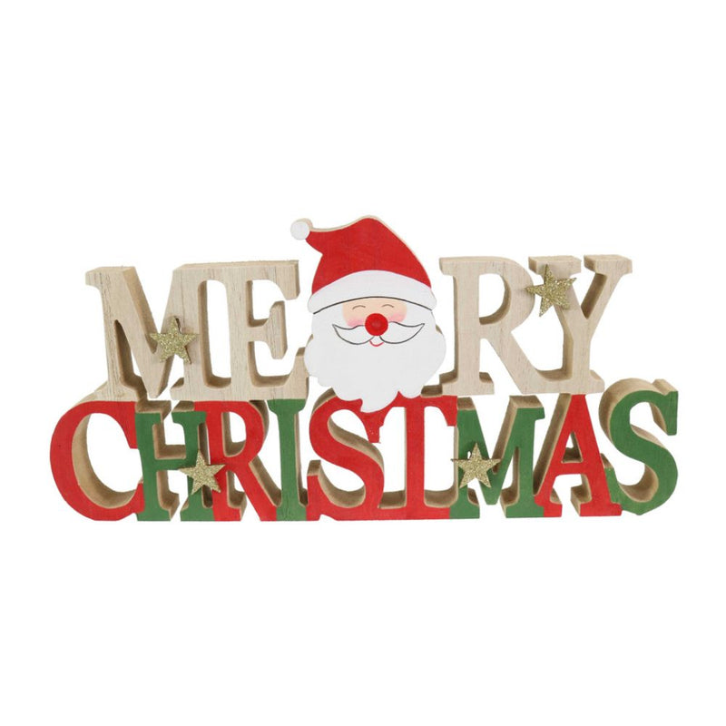 Santa Christmas Table Block – festive decorative block with Santa design for holiday table and mantel displays