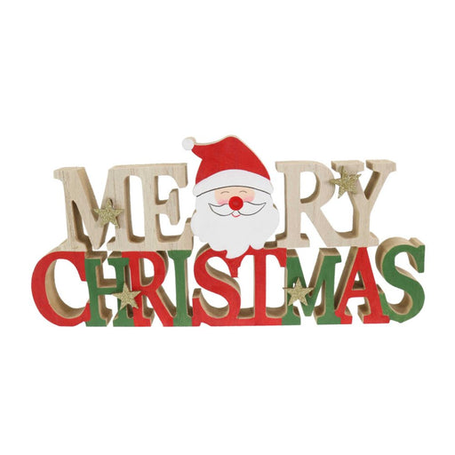 Santa Christmas Table Block – festive decorative block with Santa design for holiday table and mantel displays