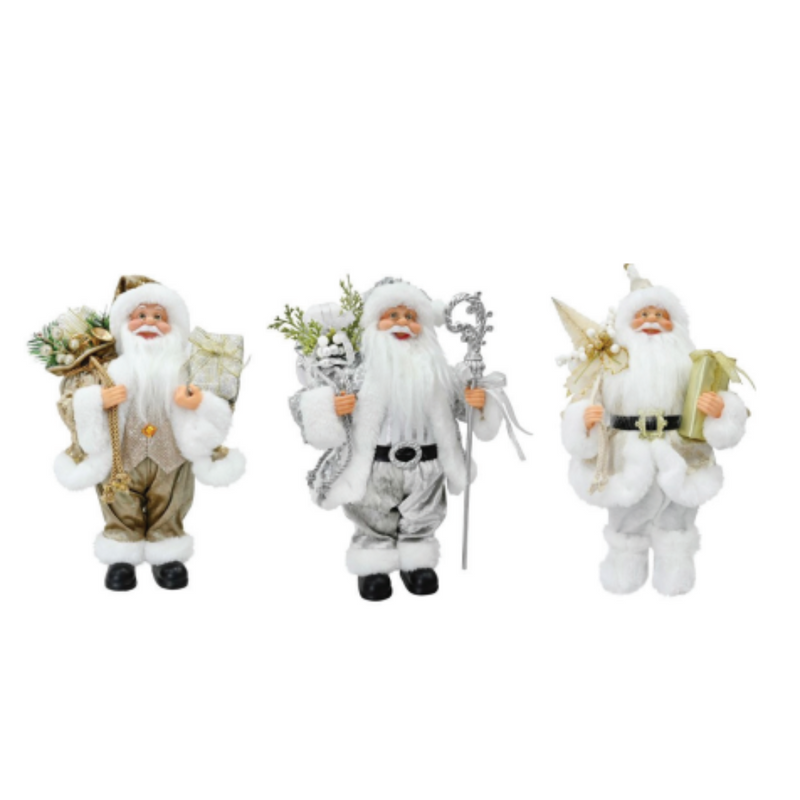 Ronis Santa Figurine Velvet Metallic 30cm Assorted
