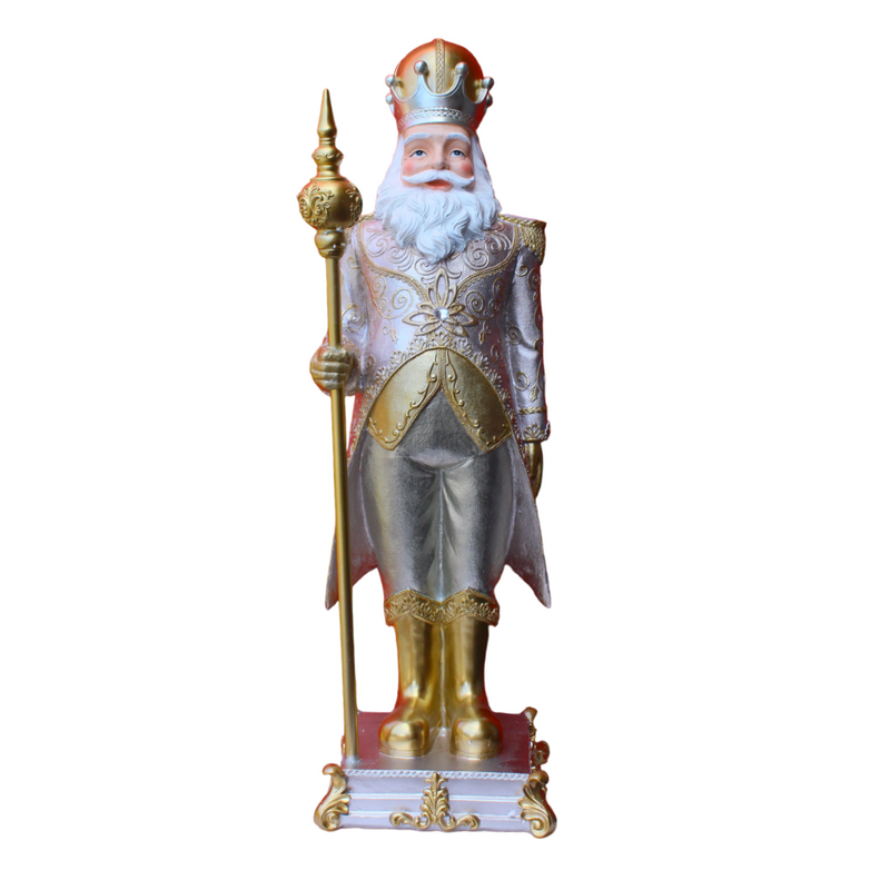 93cm Santa Gold & Silver Soldier Figurine with metallic detailing, perfect for grand Christmas floor display decoration.