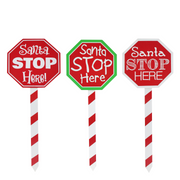 Santa Stop Here Stake 40cm Assorted – festive garden stakes with assorted Christmas designs
