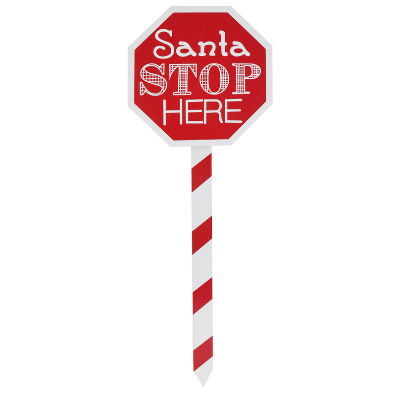 Santa Stop Here Stake 40cm Assorted – festive garden stakes with assorted Christmas designs