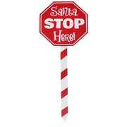 Santa Stop Here Stake 40cm Assorted – festive garden stakes with assorted Christmas designs