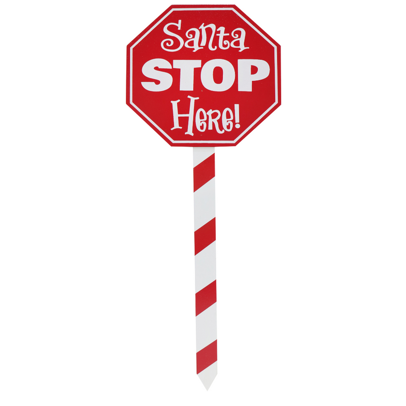 Santa Stop Here Stake 40cm Assorted – festive garden stakes with assorted Christmas designs