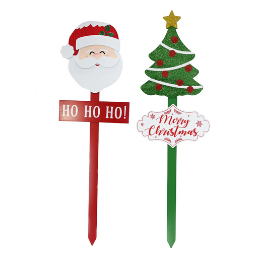 Ronis Santa/Tree Garden Stake 75cm Assorted