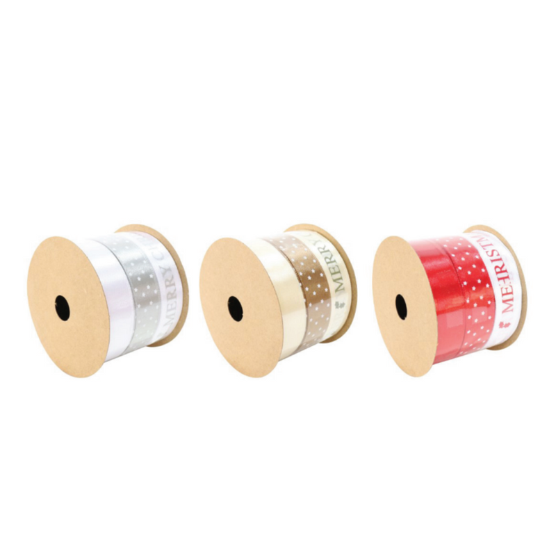 Ronis Sateen Ribbon Print 18mm x 2m 3pk 3 Asstd
