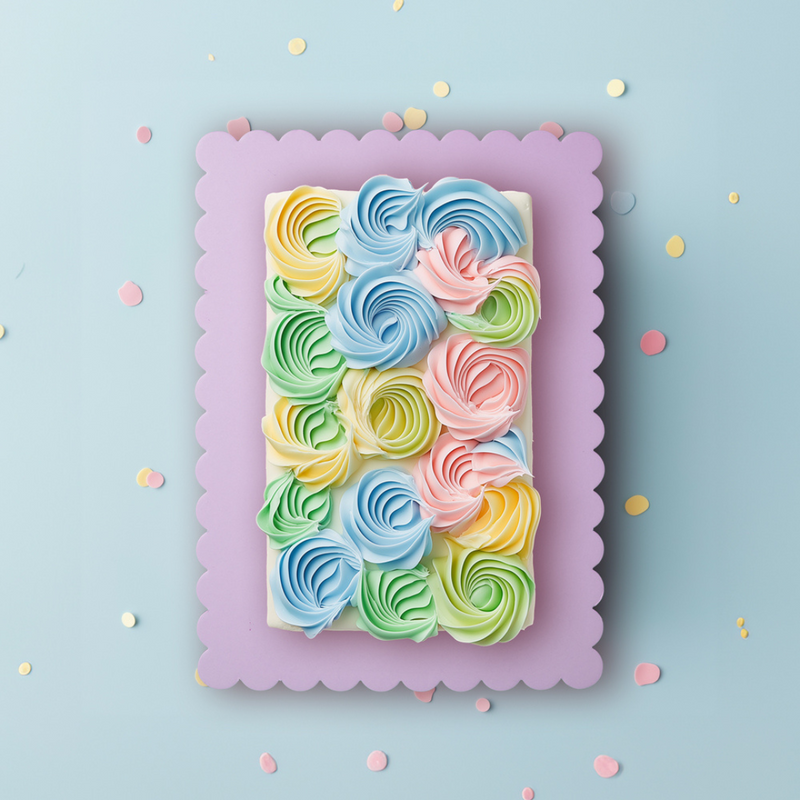 Ronis Scalloped Rectangular Cake Boards Dual Colour Blue & Lilac