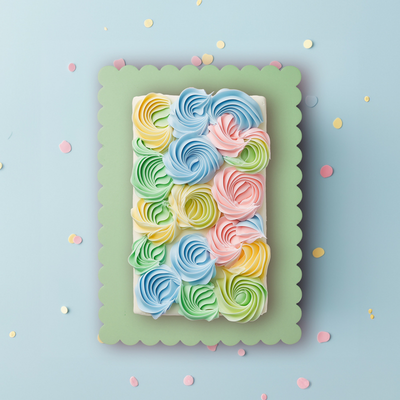 Ronis Scalloped Rectangular Cake Boards Dual Colour Pink & Green