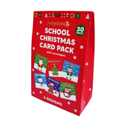 30-pack of colourful school Christmas cards with assorted festive designs for kids