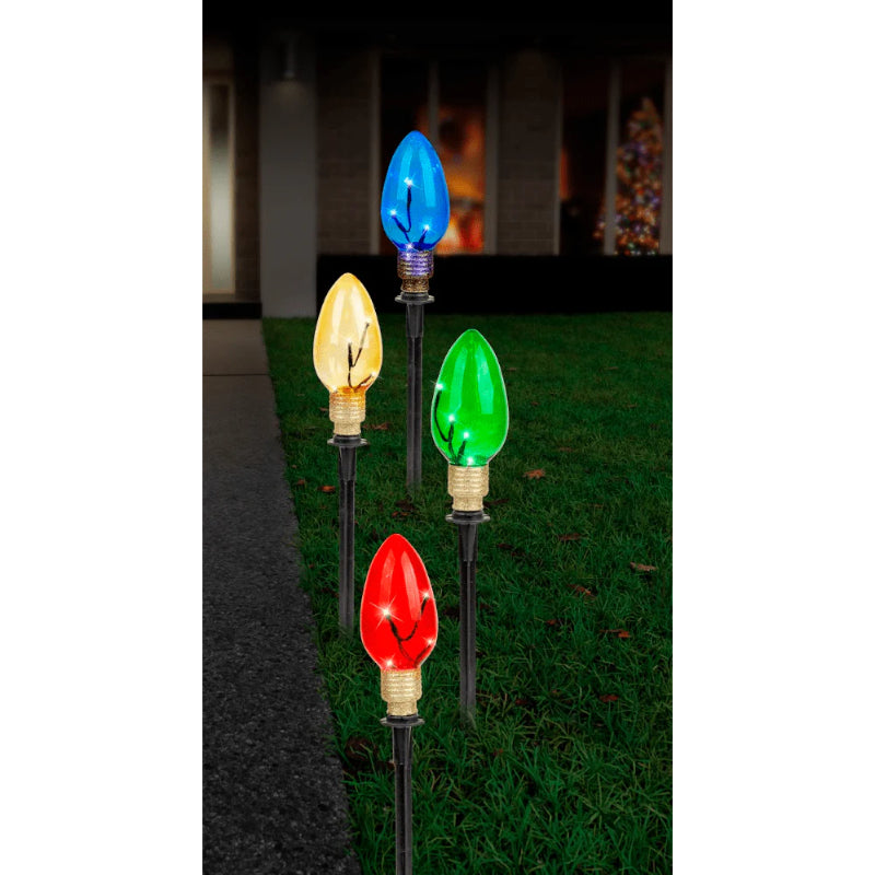 Solar Lightbulb Path Lights 4Pc
