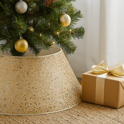 Champagne Sequin Christmas Tree Collar 62x33cm, elegant base cover with shimmering sequins for a polished holiday tree display.