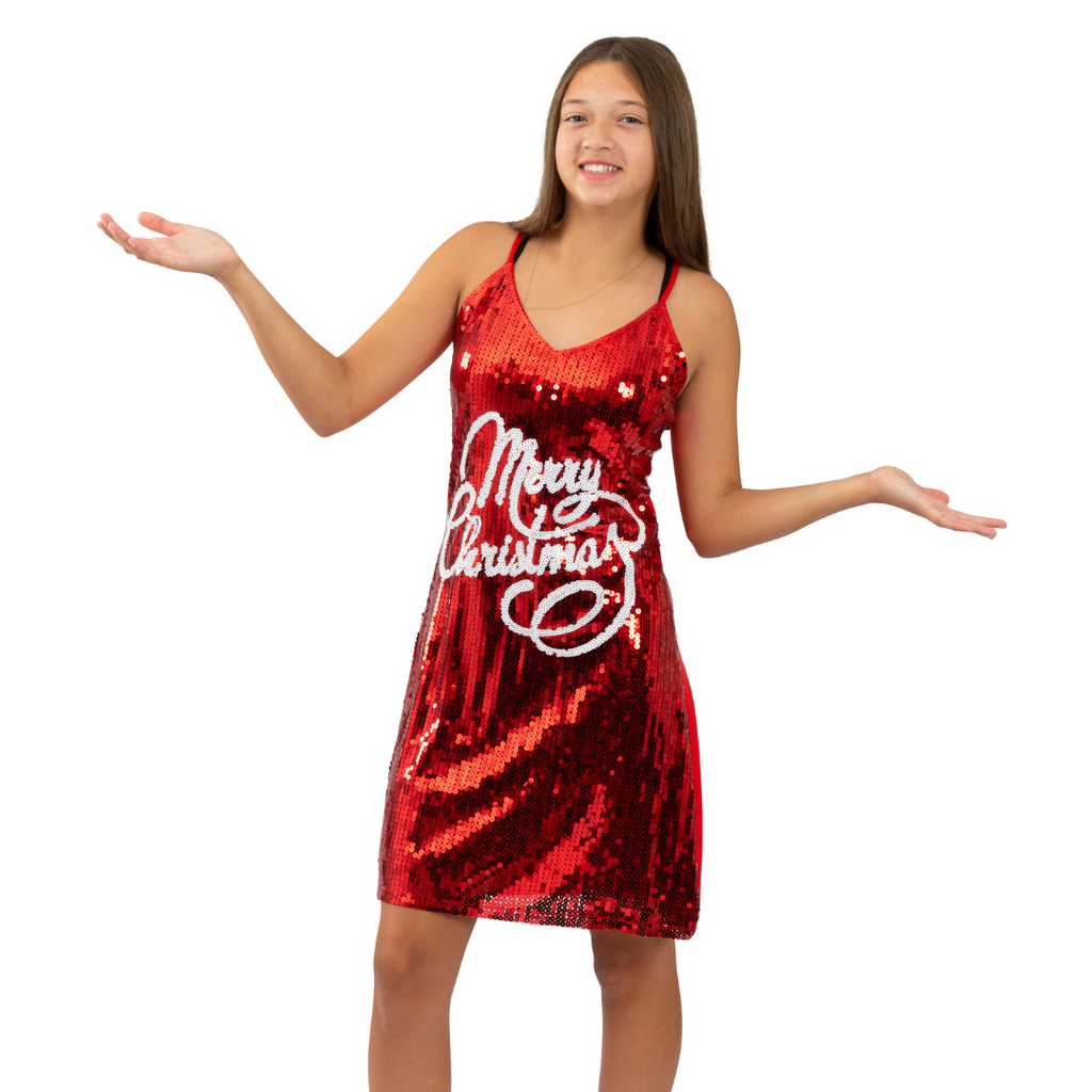 Women's Christmas Pajama Dress Nightgown | Long Sleeve Holiday Sleep Dress  With Merry Christmas Print