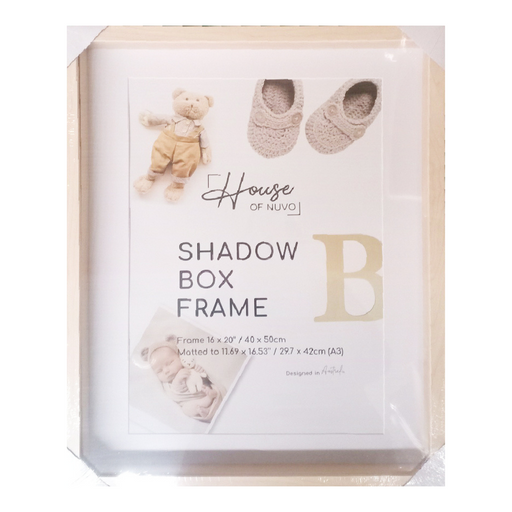 Natural shadow box photo frame 40x50cm for displaying photos and keepsakes