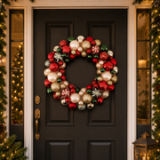 Shatterproof Bauble Wreath Red, Green, Champagne 39cm – thumbnail