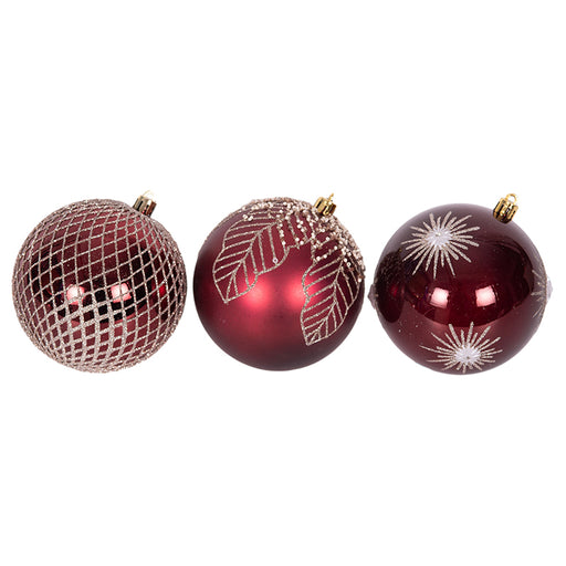 Ronis Shatterproof Baubles 10cm Burgundy Assorted