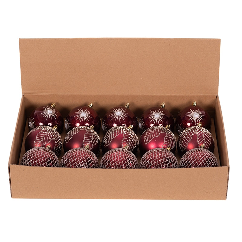 Ronis Shatterproof Baubles 10cm Burgundy Assorted