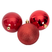 Red shatterproof Christmas baubles, 3x8cm, durable and festive tree ornaments