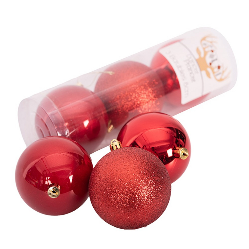 Red shatterproof Christmas baubles, 3x8cm, durable and festive tree ornaments