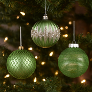 Shatterproof Baubles 8cm Sage Green Assorted in PDQ Tray for Christmas tree and festive décor – thumbnail