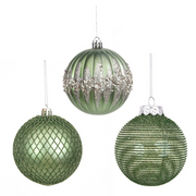 Shatterproof Baubles 8cm Sage Green Assorted in PDQ Tray for Christmas tree and festive décor – thumbnail
