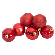 Red oval-shaped shatterproof Christmas bauble, 8x5cm festive ornament